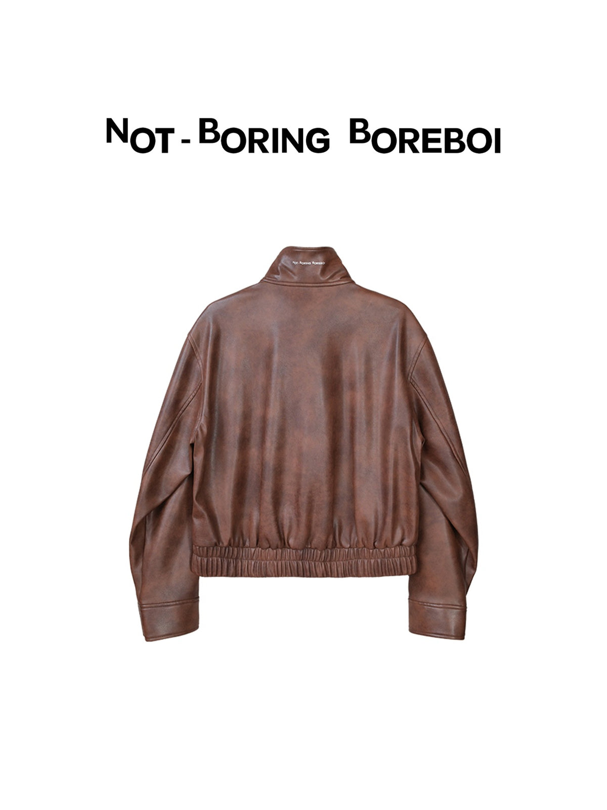Vintage-style (brown-toned) leather biker jacket