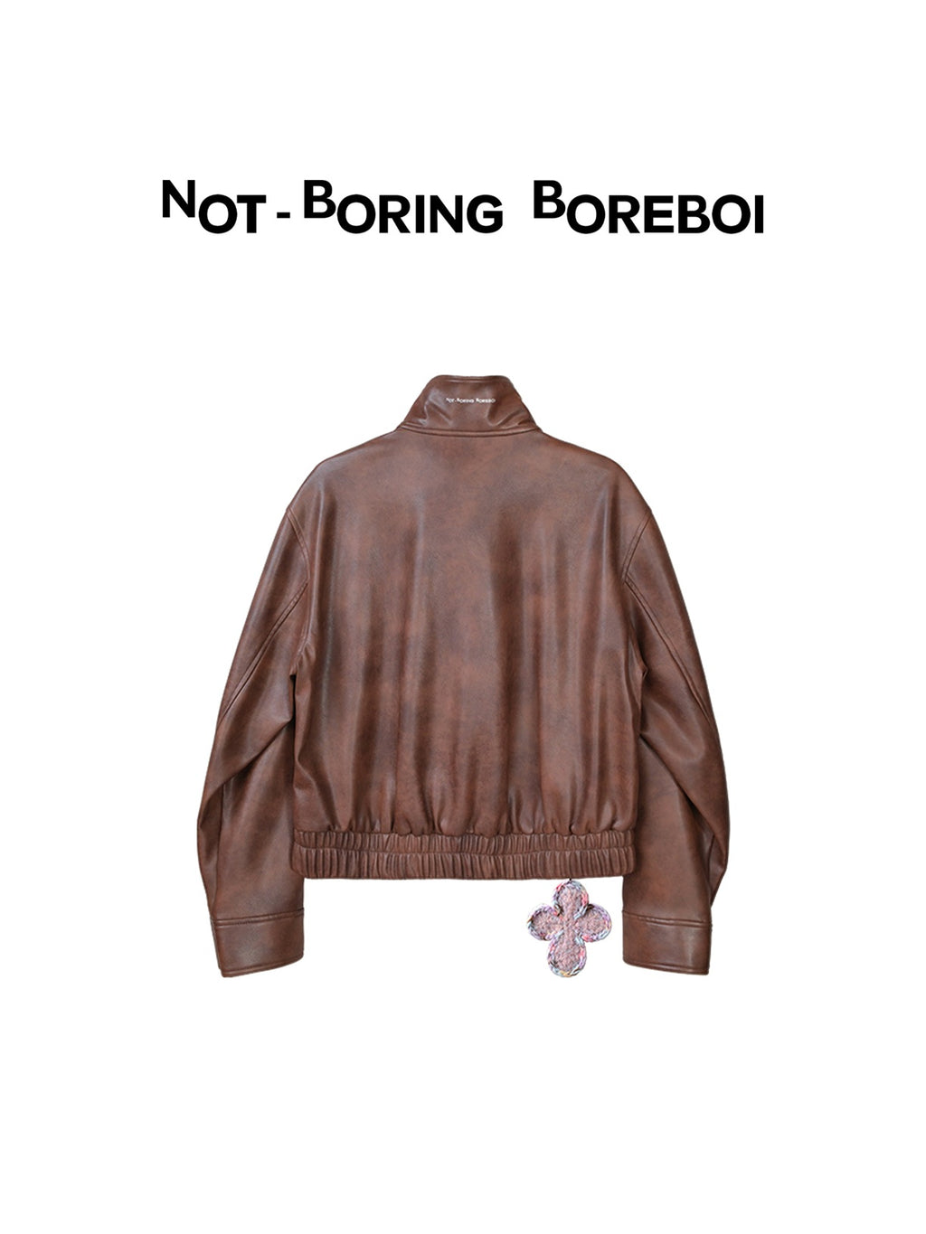 Vintage-style (brown-toned) leather biker jacket