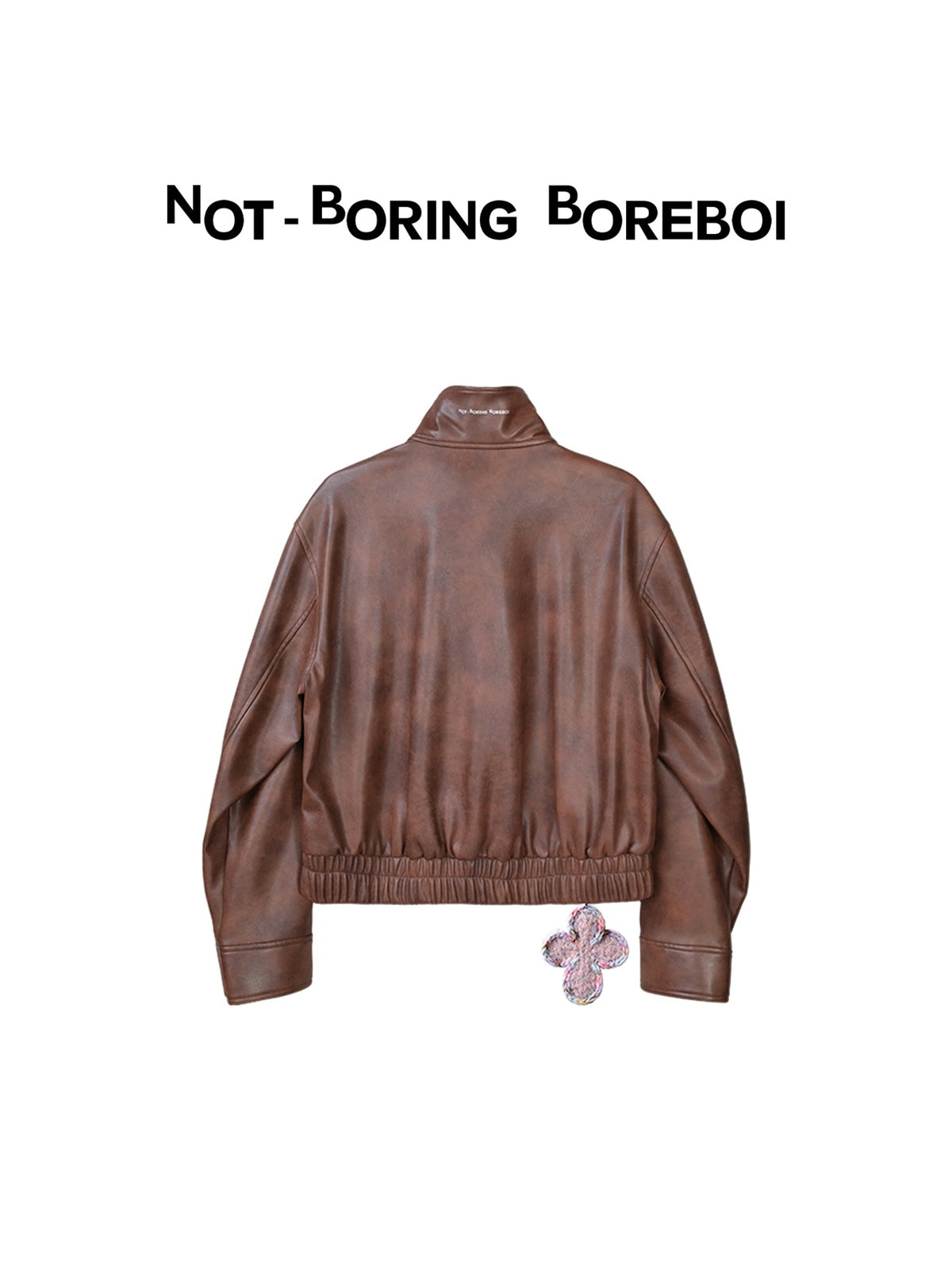 Vintage-style (brown-toned) leather biker jacket