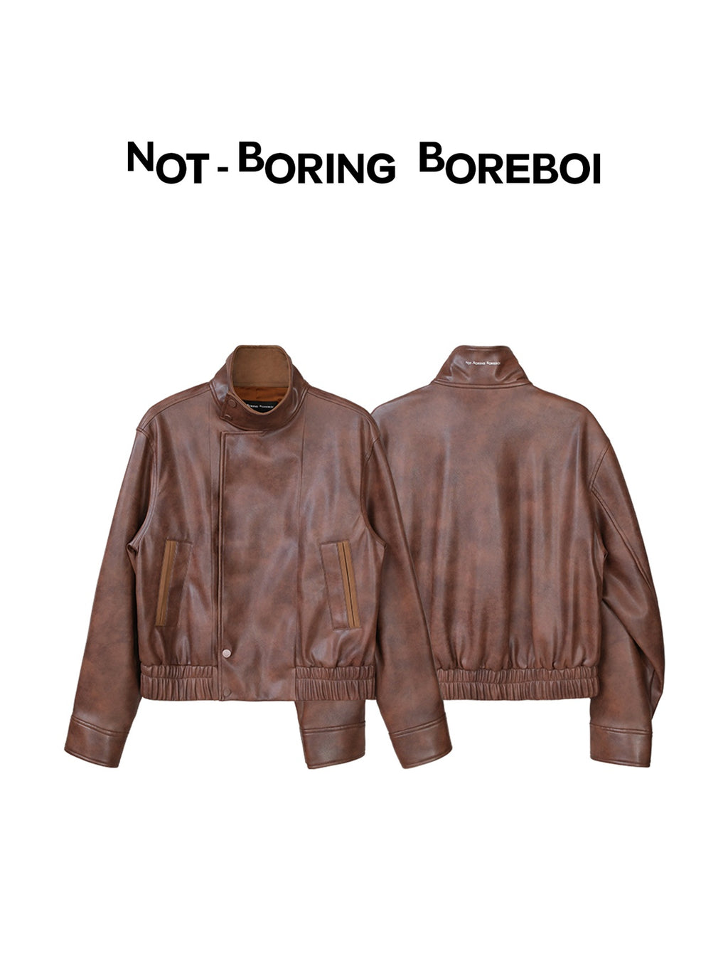 Vintage-style (brown-toned) leather biker jacket