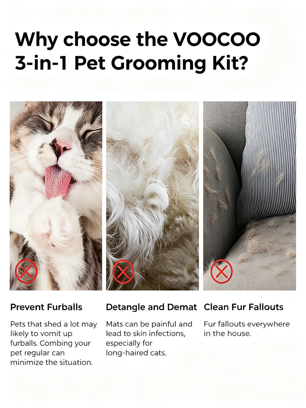 Voocoo 3-In-1 Multifunctional Pet Comb