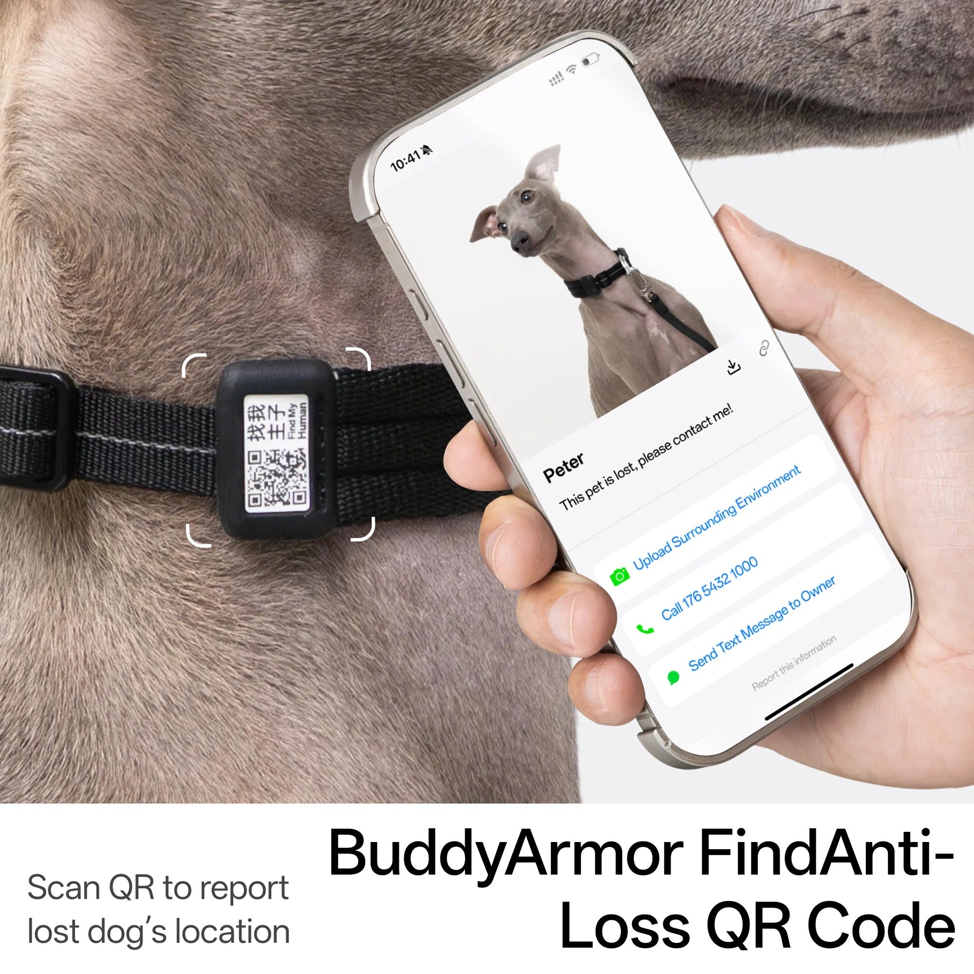 Buddy Armor Ultra-Comfort Fluffy Collar(QR)&Leash Set