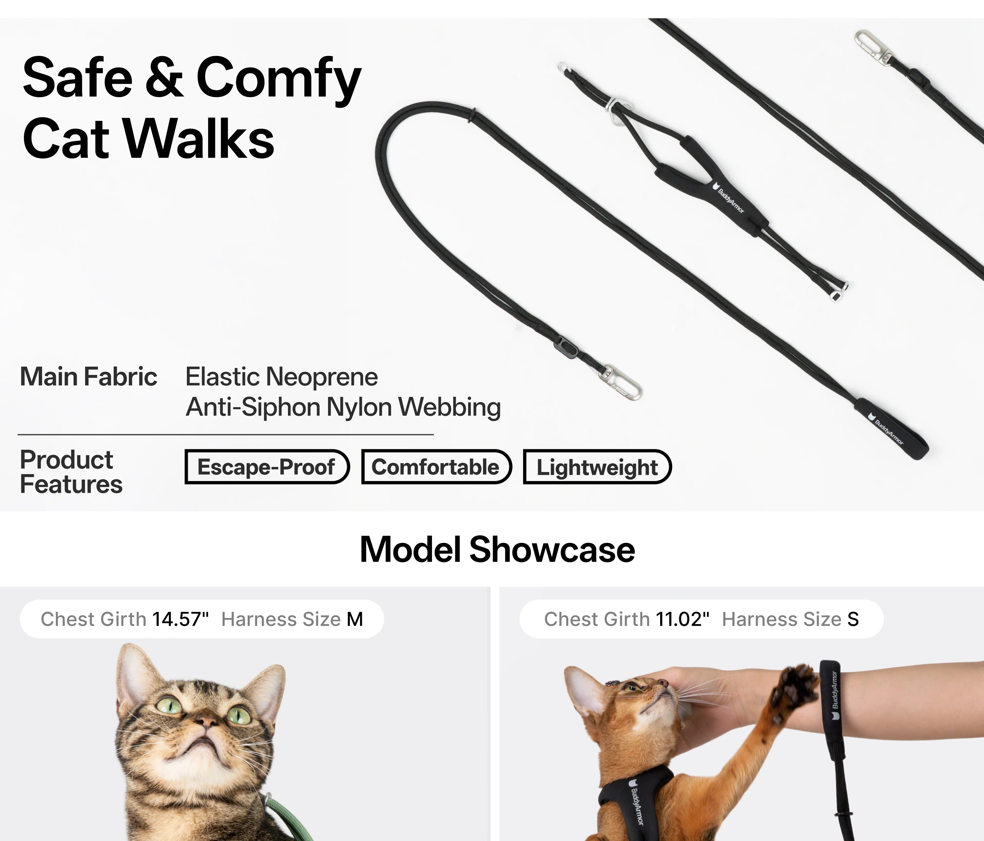 Buddy Armor Escape-Proof Y-Harness and Leash Set