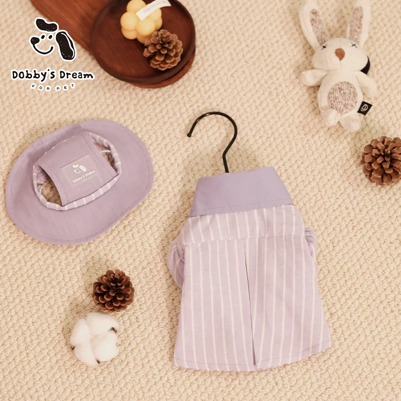2026 New Puppy And Kitten Beautiful Spring And Summer Universal Miu Series High-End Contrasting Striped Shirt