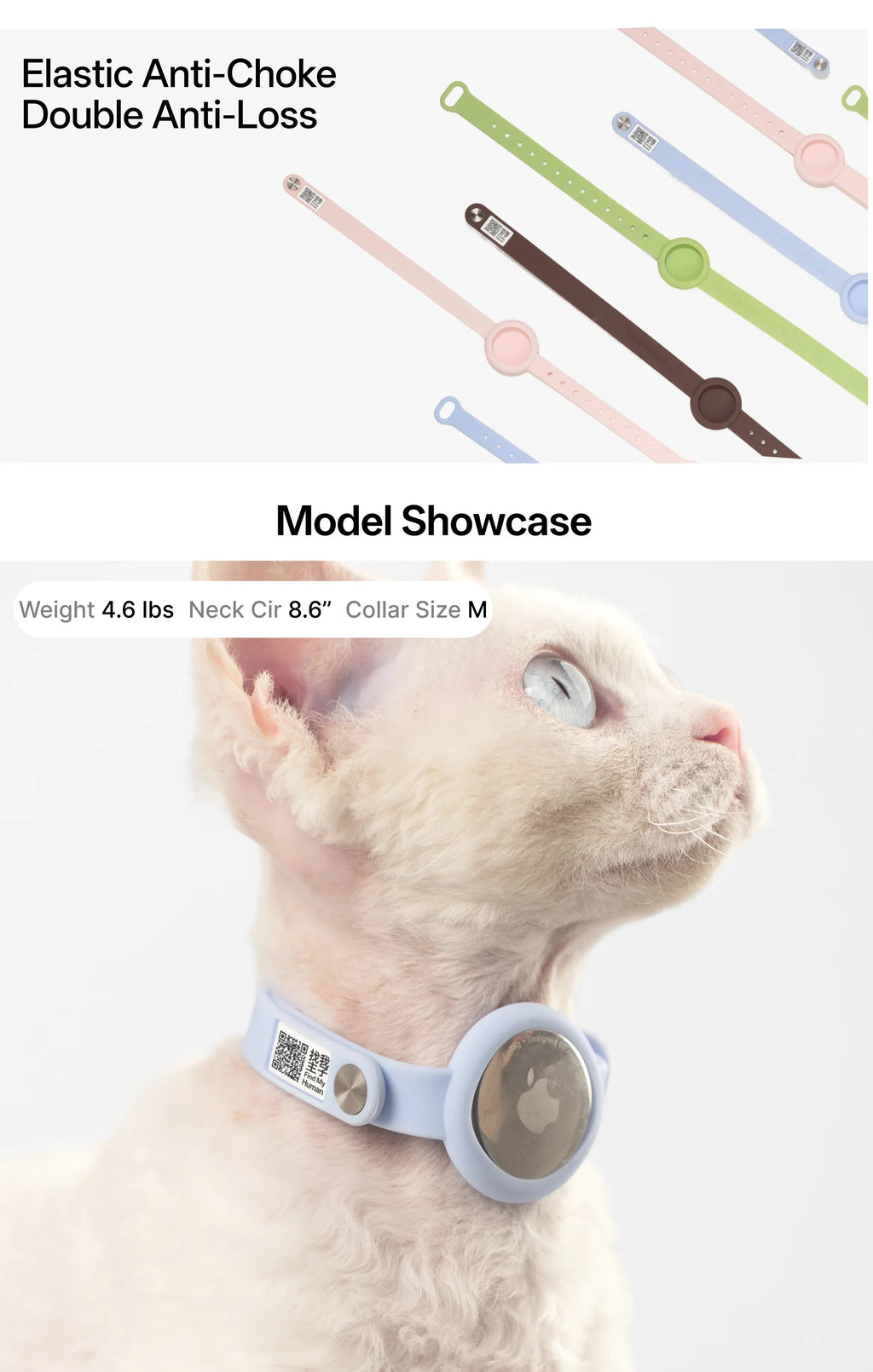 Buddy Armor Anti-Choke AirTag Cat Collar G2 (QR)