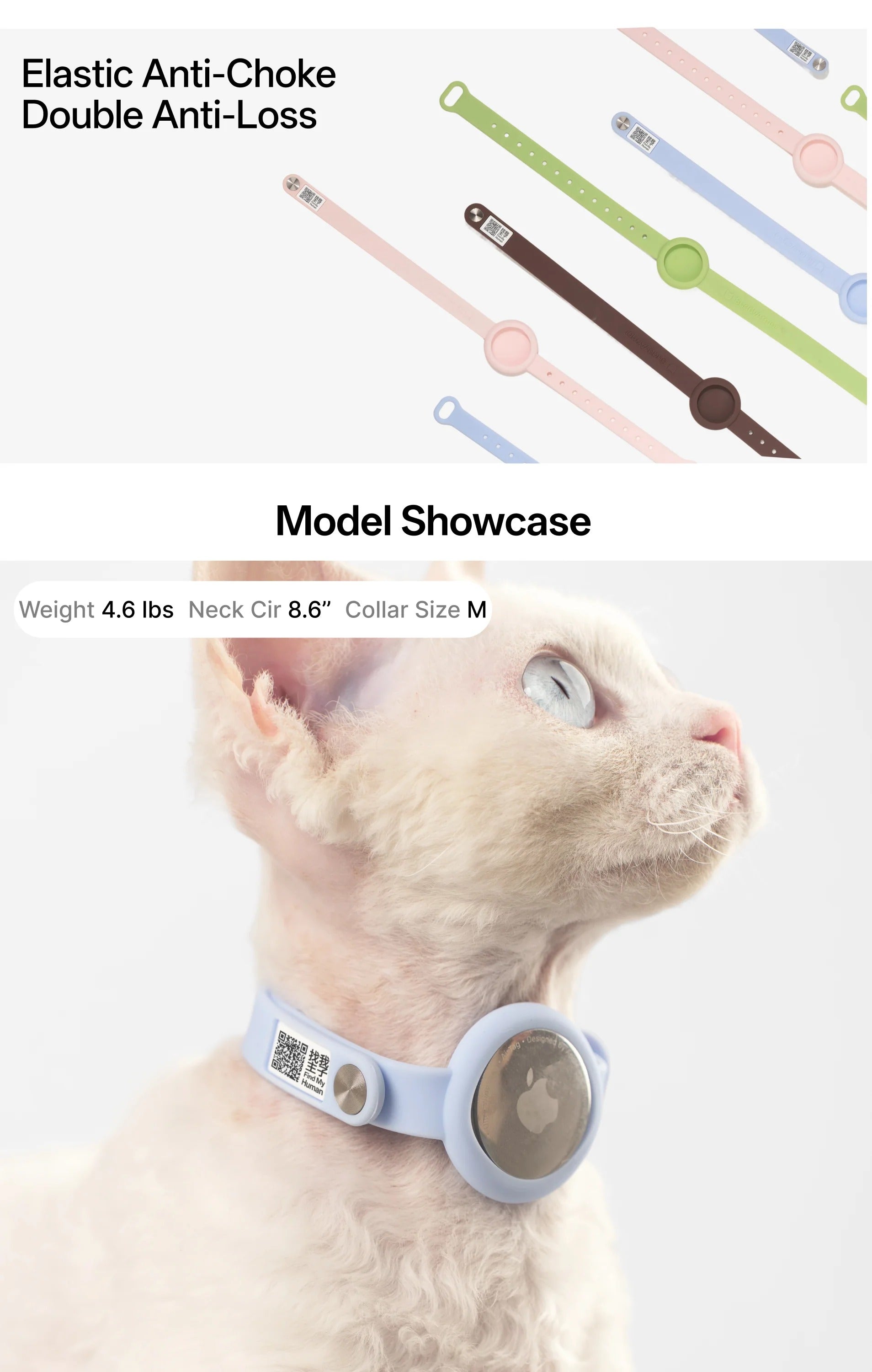 Buddy Armor Anti-Choke AirTag Cat Collar G2 (QR)