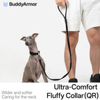 Buddy Armor Ultra-Comfort Fluffy Collar(QR)&Leash Set